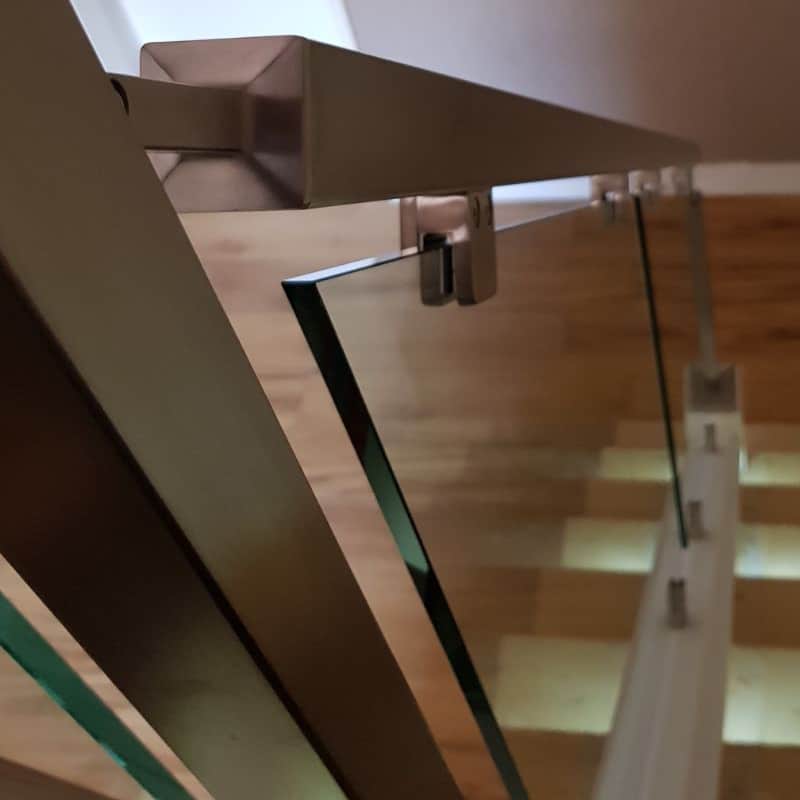 square steel handrail & glass